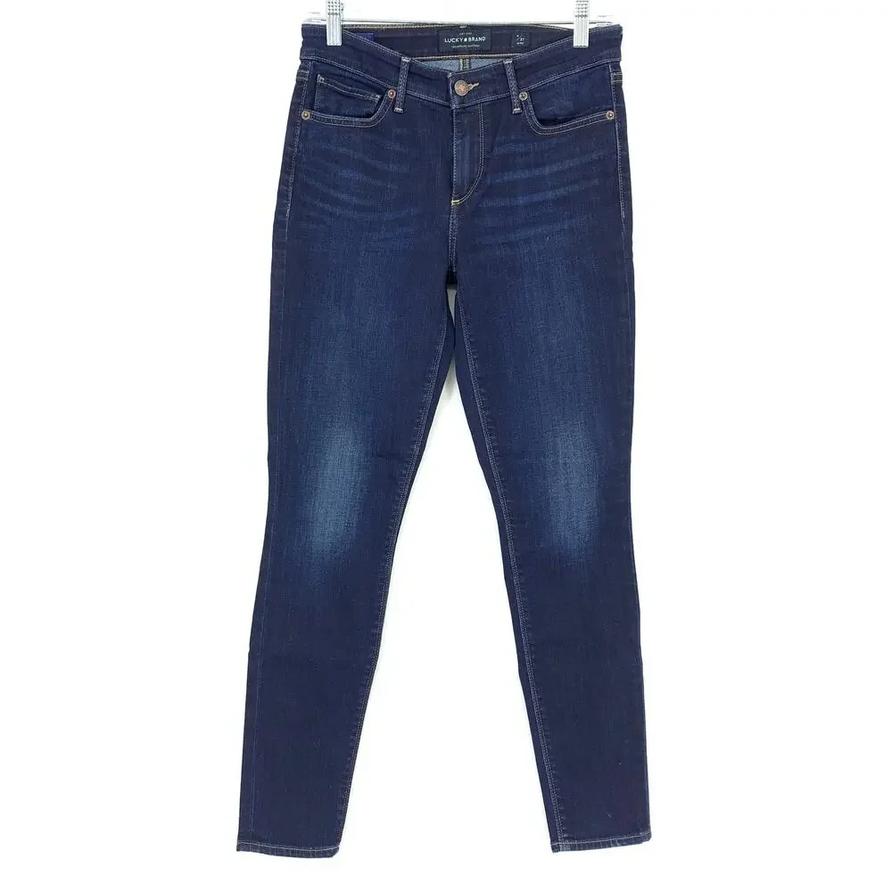 Lucky Brand Women's Size 27 Mid-Rise AVA Skinny Cropped Ankle Jeans Denim Blue